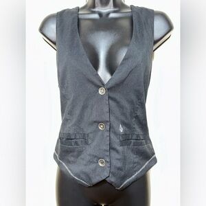 Volcom Black Pinstriped Button Vest